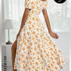 Floral Split Thigh A-line Dress